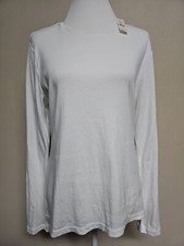 TALBOTS Women's Sweater Long Sleeve Round Neck White Color 100 Cotton.Size L