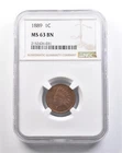 1889 Indian Head Cent MS63 BN NGC PQ *5298
