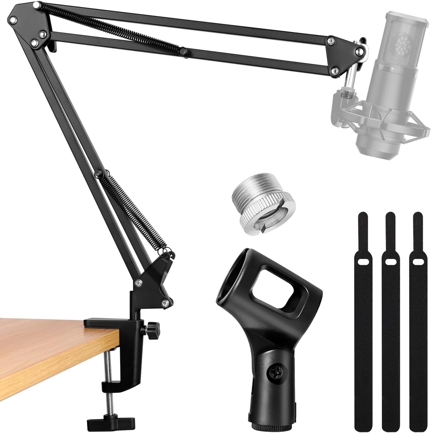 Heavy Duty Microphone Boom Arm with Scissor Suspension Mic Stand-image
