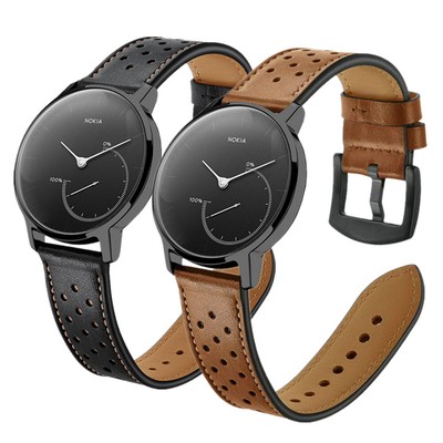 Dots Ersatz 20mm Echtes Leder Uhren Armband für Withings Nokia Steel HR