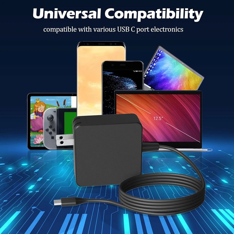 65W USB C Power Adapter For MacBook Pro Air Dell Latitude Lenovo HP Spectre Acer - Image 2 of 4