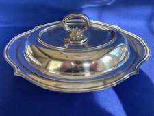 Barbour Silver COVERED Vegetable DISH 2 pc Removable Handle Entree C180 EPNS Vtg