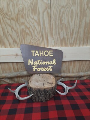 USA森林局看板 Tahoe National Forest/Rustic/Carved/Wood Sign/Cabin/Décor