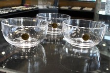 Set of 3 Royal Crystal Rock Bowl Candy Dishes Clear Italy  2 1/8" x 4 1/4" 
