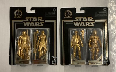 Gold Kylo Ren & Rey, Finn & Poe 2 Sets Star Wars Commemorative Skywalker Saga