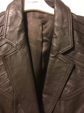 Girl Xpress Leather Look Brown Retro Jacket Size 8 Unusual Design