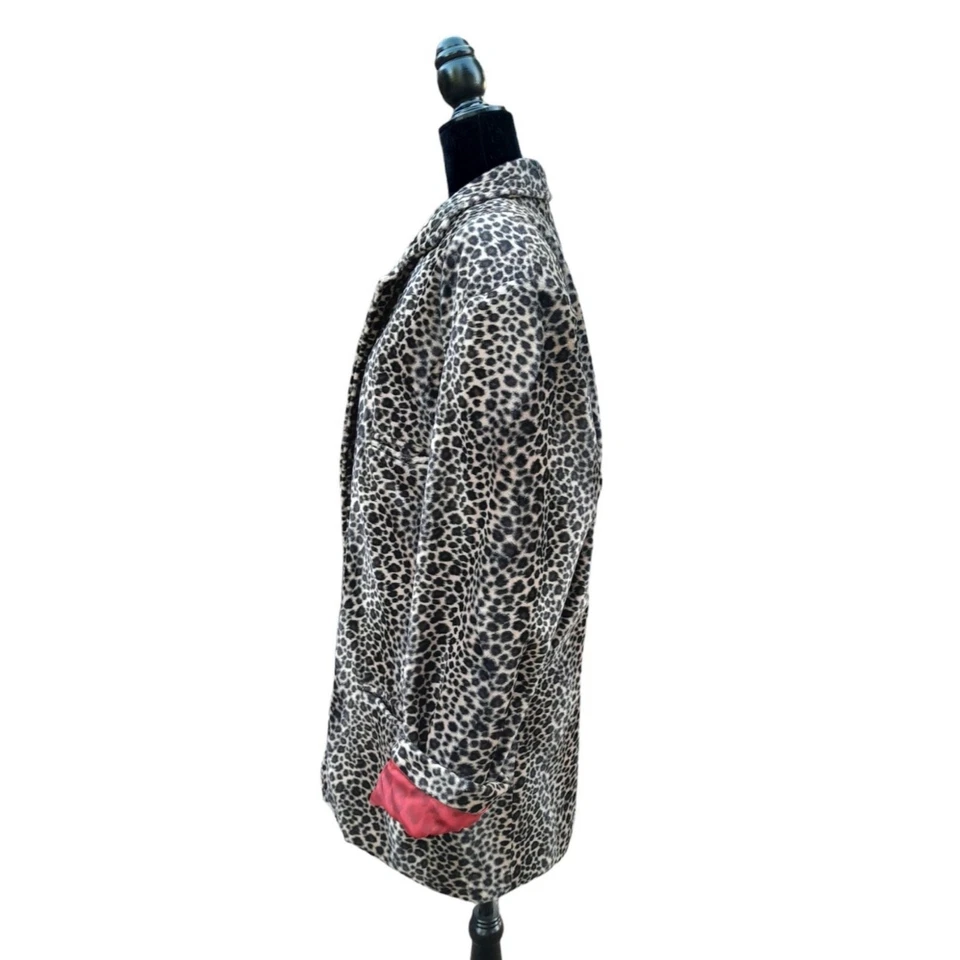Vtg 80s Leopard Print Faux Fur Mob Wife Party Preppy Lined Medium Coat Pockets - Image 3 of 4