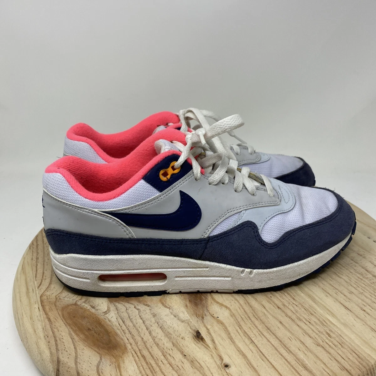 vork Schrijf een brief gegevens Women's Nike Air Max 1 White/Midnight Navy Pink 319986-116 Size 9.5 Running  | eBay