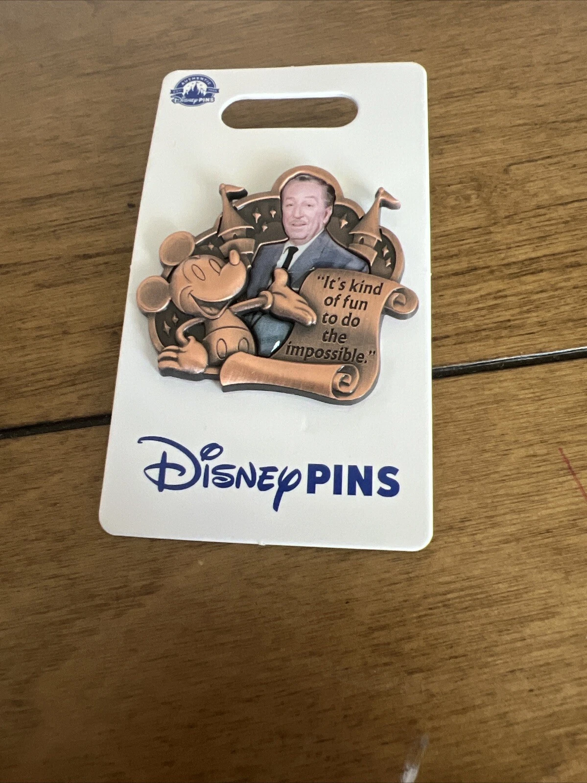 Disney Walt Disney and Mickey Mouse Pin "It's Kind Of Fun To Do The Impossible"