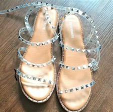 Cushionaire, clear, stud trendy sandals 8.5