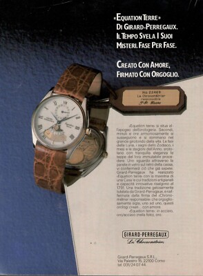 Girard Perregaux Equation Terre Watch Advertisement Page 1985