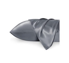 Bedsure Satin Pillowcase Standard Set of 2 Grey Silky Pillow Cases NEW