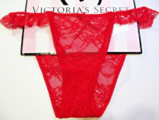 VICTORIA'S SECRET DREAM ANGELS String Bikini Panty S L Red NWT Ruffle VS Lace