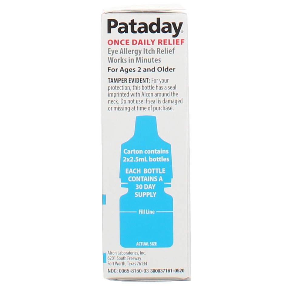 3 Pack Pataday Once Daily Eye Allergy Relief Drops, 2.5 mL, 2 Ct