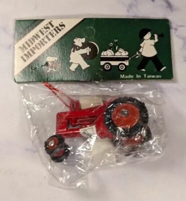 Vintage Midwest Importers Miniature Red Tractor Christmas Tree Ornament