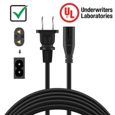 6ft UL listed 2-Prong Power Cable Cord Lead For Adapter Power Supply Heavy Duty