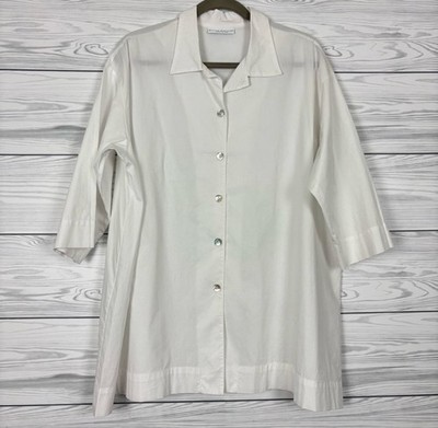 Bryn Walker White Lagenlook Button Down Shirt Painters Top Size Small