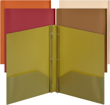 Plastic Folders with Pockets and Prongs 5 Pack Autumn Earth Colors Letter 8.