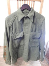 Vintage US Army Shirt Olive Green OG-108 Field Wool Mens Medium Military 50s