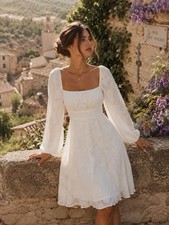 NWT Lulus Dress Flirtatious Nature White Floral Lace Open Back Fairy Sz L