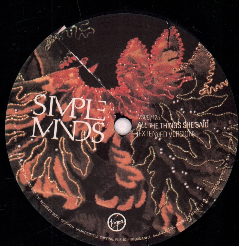 Simple Minds All the Things She Said 12" vinyl UK Virgin 1986 in pic sleeve - Image 4 of 4