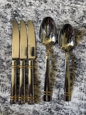 5 Piece Yamazaki Patrick CHELSEA Stainless Flatware Soup Serving Spoons Knives