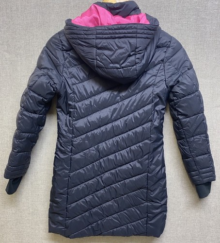 SPYDER FULL ZIP HOODED MID LENGTH WINTER JACKET Girls Size S (7-8) PUFFER Black - Picture 2 of 10