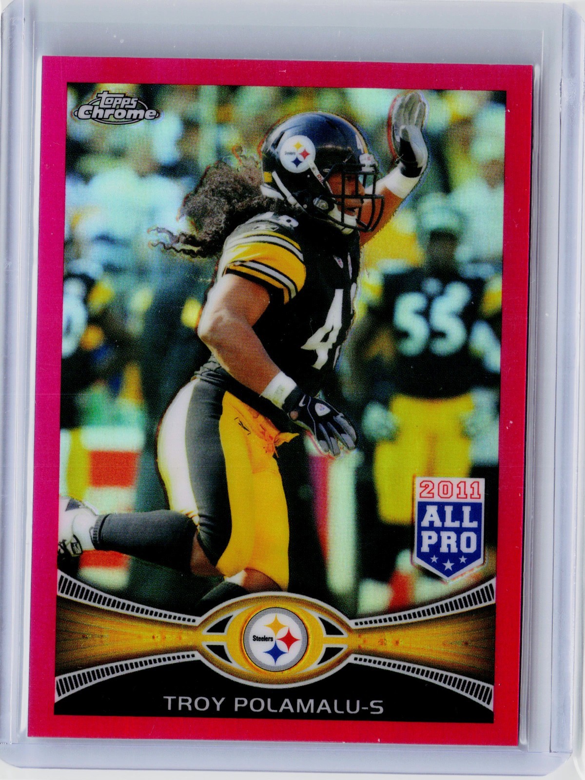 2012 TOPPS CHROME PINK REFRACTOR #125 - TROY POLAMALU #ED 122/399