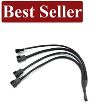 4-Way PWM Fan Splitter Cable - 4Pin Female to 4x Male, 27cm Black Sleeved
