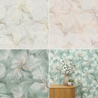 Aurora Liquid Floral Wallpaper Elegant Marble Effect Erismann - Various Colours