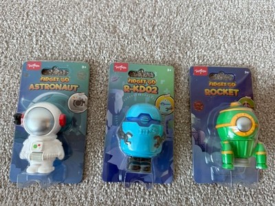 Neu 3 x Toy Mania Space Food Fidget Go sensorisches Spielzeug Rakete grün Astronaut R-KD02