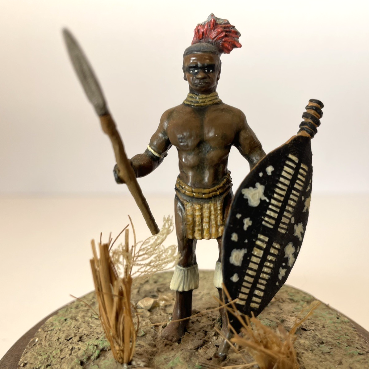 Zulu Warrior - 54mm Hand Painted Tin Miniature - Toy Soldier Art