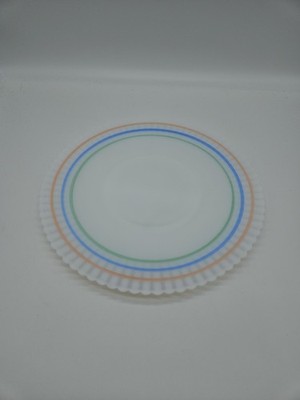 Vintage 40s Macbeth Evans Petalware Pastel Bands Cremax Salver Plate  10 1/2''