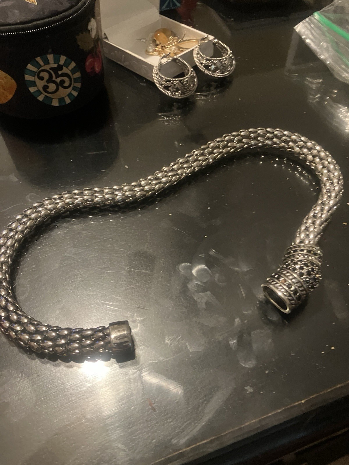 Sterling Silver Popcorn Chain Statement Necklace … - image 2