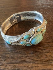 Geneva watch women’s Silver And Turquoise Tone Works Needs New Battery