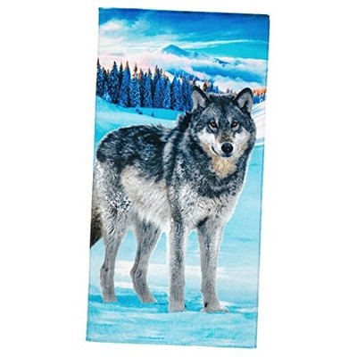 Gray Wolf Beach Towel 30 x 60 inch 100% Cotton () 30'' x 60'' Lone Wolf