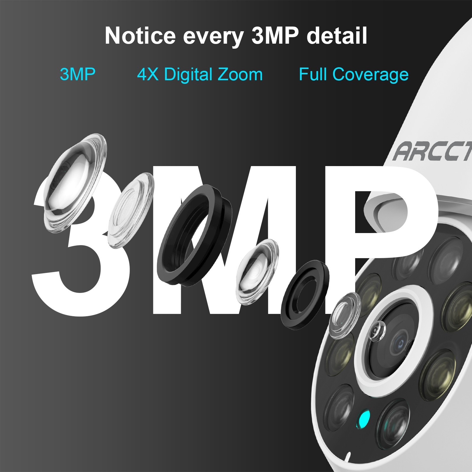 ARCCTV 2K Home Wireless Dual-Band WiFi Security Camera Color Night Vision House