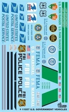 Gofer Racing 1:24-1:25 US Government Vehicles Decal Sheet