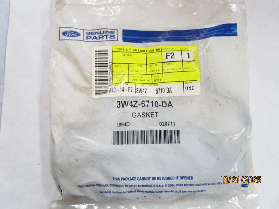 Genuine Ford OEM 3W4Z-6710-DA Oil Pan Gasket Foto 4 de 4