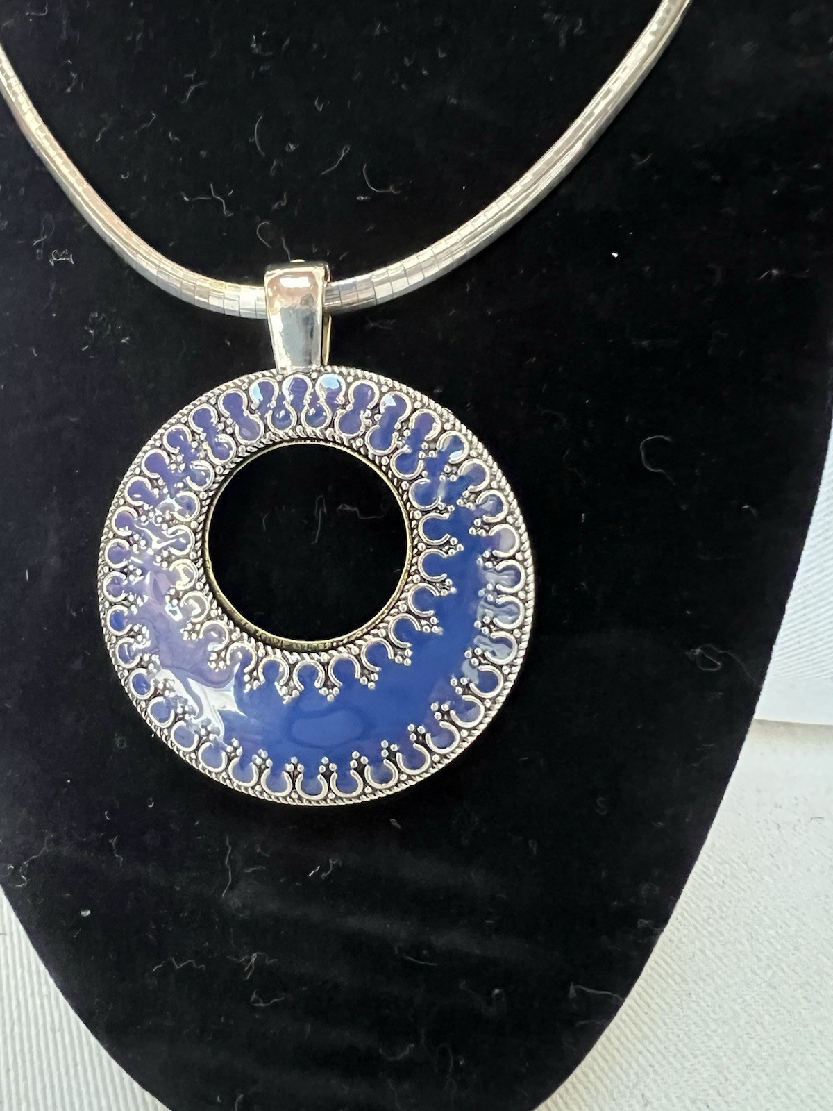 Premier Designs Jewelry “Double Take” Enhancer Pendant Reversible Blue Orange