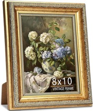 8x10 Picture Frame, Ornate Vintage Gold Photo Frames with Glass for Wall Hanging