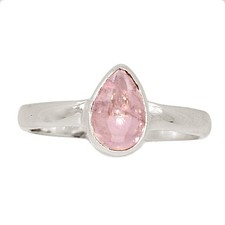 Natural Rose Quartz - Madagascar 925 Sterling Silver Ring Jewelry s.8 CR54189