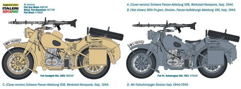 ITALERI 1/9 GERMAN MILITARY MOTORCYCLE R75 WITH SIDECAR - Immagine 3 di 3