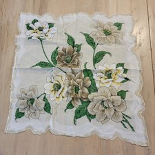 Vintage Handkerchief Square Hankie Floral Flowers Ruffle Edge