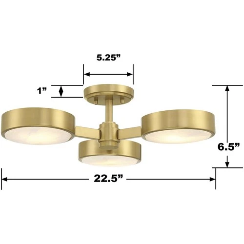 Crystorama ORS-733-MG-ST Orson Semi-Flush Mount Modern Gold - Picture 6 of 6