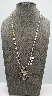 Silpada Sterling Silver, Brass & Pearl 'Down To Earth' Pendant Necklace, N3118