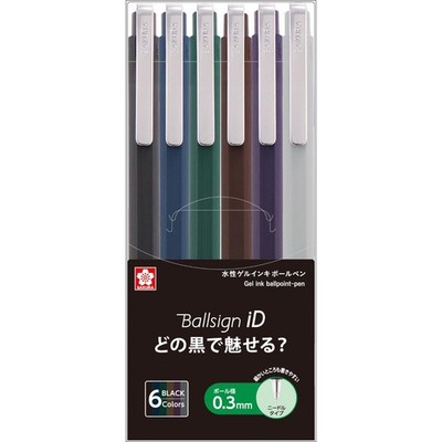 SAKURA CRAY-PAS Ball Sign iD Single 6-Color Set 0.3mm GBR403-6