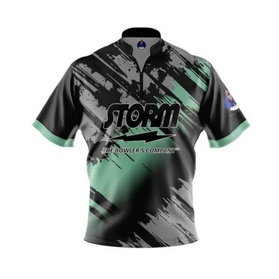 Custom Name - Men's Storm Green Slasher Bowling Jersey - USA Size