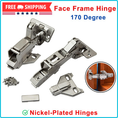 Blum 170 Degree Face Frame Hinge, Nickel-Plated Hinges, Clip-On Assembly, Silver