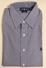 NWT Men s Polo Ralph Lauren Button Down Shirt Blue Check Classic Fit 16.5 34/35
